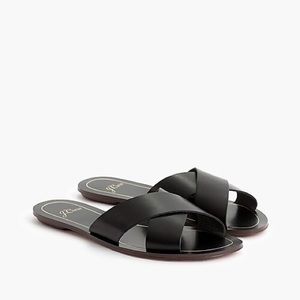 J.Crew  Leather Slide Sandal Black Sz.7
